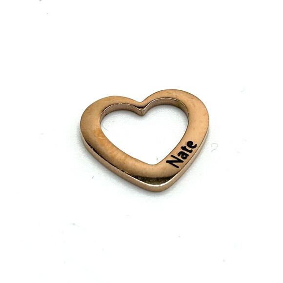 18K Rose Gold Plated Heart Pendant Charm Engraved Nate New - Picture 1 of 3